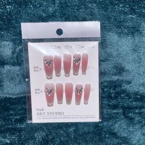 Pink/Nude Nails with Heart Accents